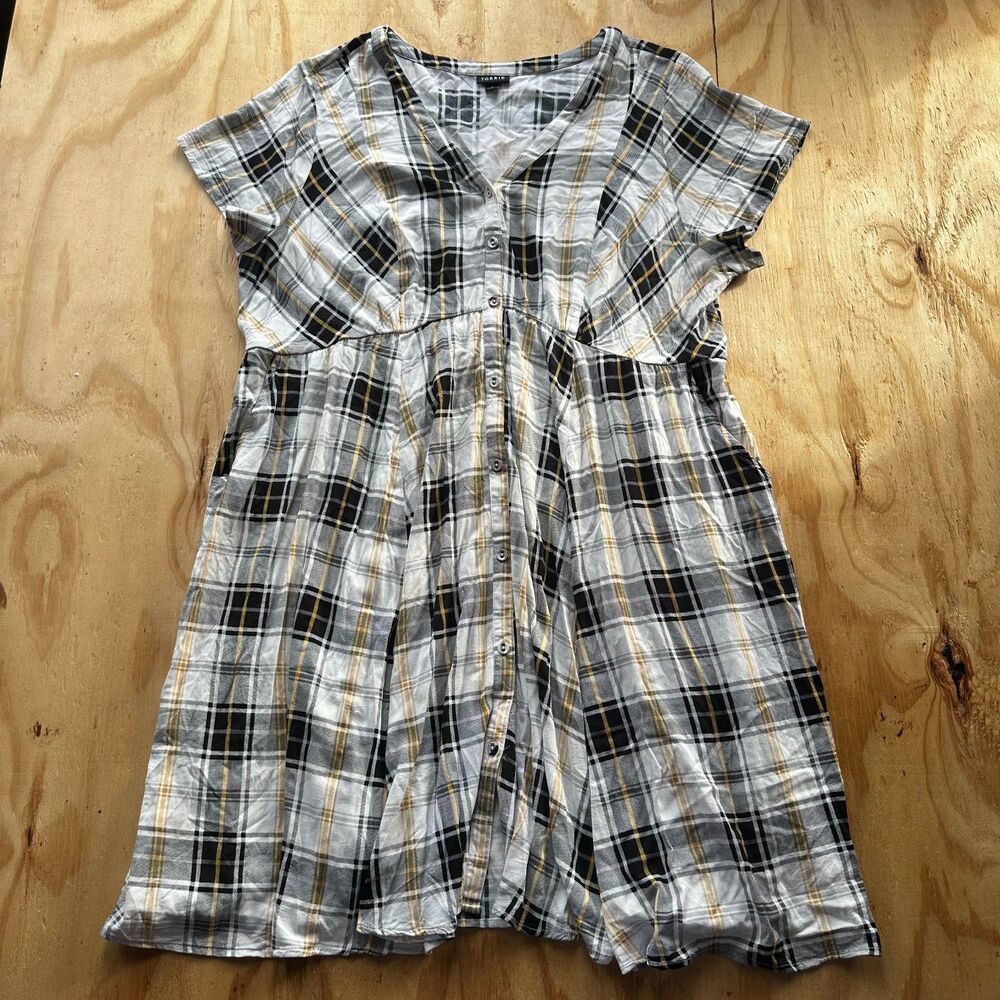 Torrid Plaid Button-Front Babydoll Dress - Size 3